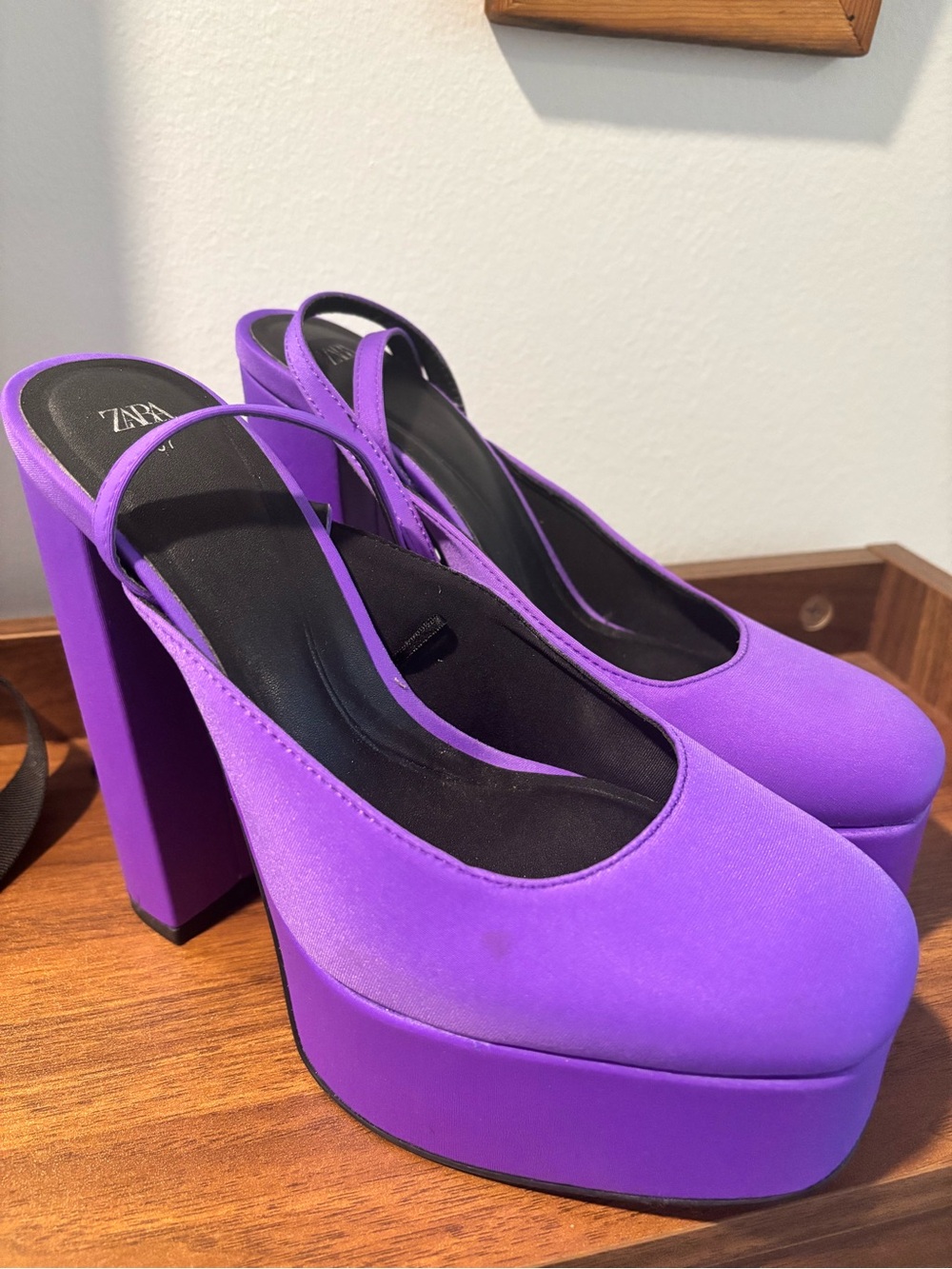 ZARA Violet Platform Slingback Heels